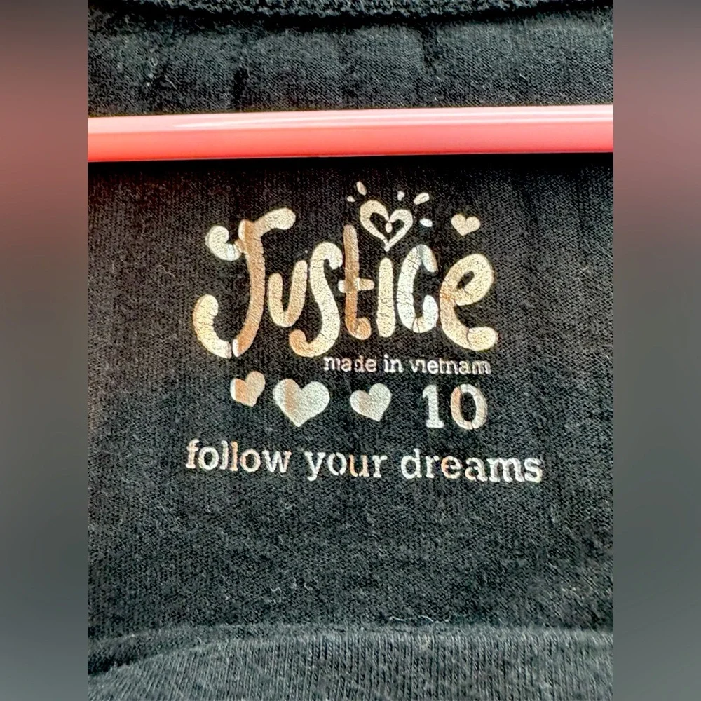 Justice Black and Green Long Sleeve Baseball Tee EUC